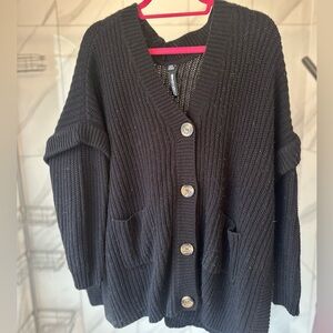 Cozy Black Knit Cardigan by Design Lab – Size M